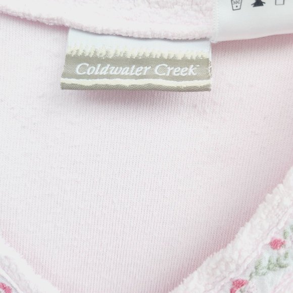 Size M Women's Coldwater Creek Sweater Pink Vneck embroidered flowers vintage - Picture 5 of 7